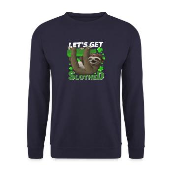 Let's Get Slothed - St. Patrick´s Day - Unisex Pullover - Navy - Vorne - Alina (178cm) & Michal (187cm)