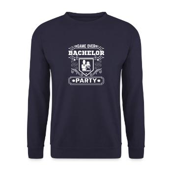 Game Over Bachelor Party - Unisex Sweatshirt - navy - Front - Alina (178cm) & Michal (187cm)