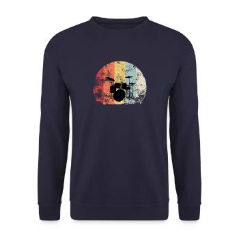 Schlagzeug Drummer Retro Grunge Geschenk trommeln - Unisex Pullover - Navy - Vorne - Alina (178cm) & Michal (187cm)