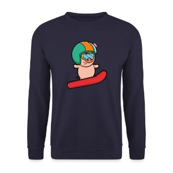 Snowboard pig lucky pig apres ski funny - Unisex Sweatshirt - navy - Front - Alina (178cm) & Michal (187cm)
