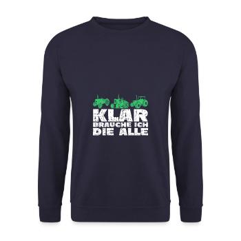 Traktor klar brauche ich die alle - Unisex Pullover - Navy - Vorne - Alina (178cm) & Michal (187cm)