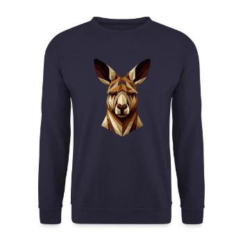 Abstraktes geometrisches Känguru - Farbgestaltung - Unisex Pullover - Navy - Vorne - Alina (178cm) & Michal (187cm)