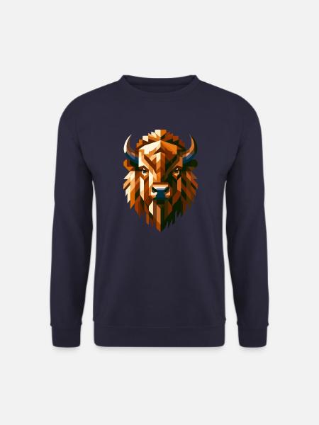 Abstract Geometric Bison - Color Design - Unisex Sweatshirt - navy