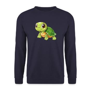 Land turtle, cute turtle, cartoon - Unisex Sweatshirt - navy - Front - Alina (178cm) & Michal (187cm)