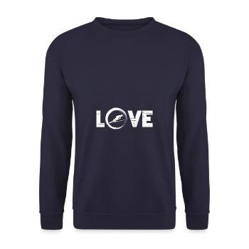 Sporty Hobby Leidenschaft Skispringen - Unisex Pullover - Navy - Vorne - Alina (178cm) & Michal (187cm)
