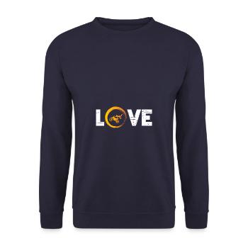 Sporty Hobby Leidenschaft Motocross - Unisex Pullover - Navy - Vorne - Alina (178cm) & Michal (187cm)