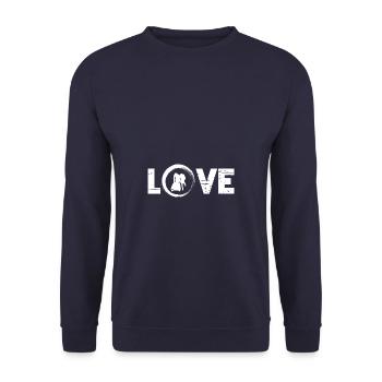 Sporty Hobby Leidenschaft Rodeln - Unisex Pullover - Navy - Vorne - Alina (178cm) & Michal (187cm)