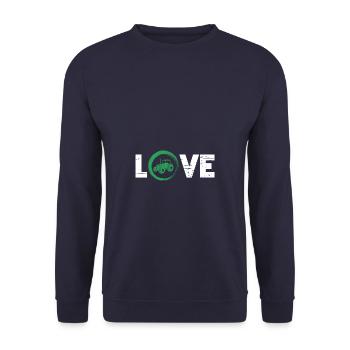 Sporty Hobby Leidenschaft Traktor - Unisex Pullover - Navy - Vorne - Alina (178cm) & Michal (187cm)