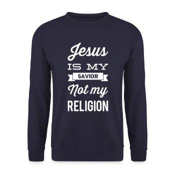 Jésus est mon Sauveur et non ma religion - Sweat-shirt Unisexe - marine - Devant - Alina (178cm) & Michal (187cm)