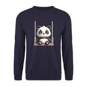 Cute Panda Swing Cartoon - Unisex Sweatshirt - navy - Front - Alina (178cm) & Michal (187cm)