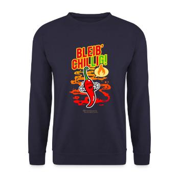 Chillige Chilischote - Unisex Pullover - Navy - Vorne - Alina (178cm) & Michal (187cm)