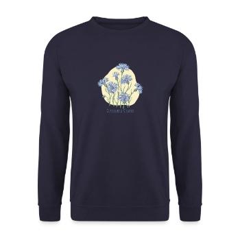 bleuet, dessin botanique - Sweat-shirt Unisexe - marine - Devant - Alina (178cm) & Michal (187cm)