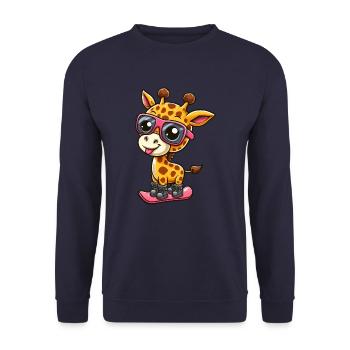 Snowboard Giraffe, Wintersport Abenteuer - Unisex Pullover - Navy - Vorne - Alina (178cm) & Michal (187cm)