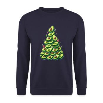 Weihnachten Avocado Tannenbaum lustig vegan - Unisex Pullover - Navy - Vorne - Alina (178cm) & Michal (187cm)
