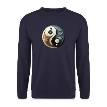 yin yang abstrait - symbole chinois - équilibre - Sweat-shirt Unisexe - marine - Devant - Alina (178cm) & Michal (187cm)