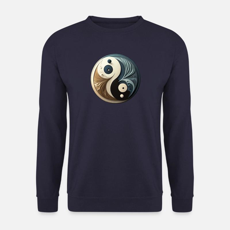 Abstraktes Yin Yang - Chinesisches Symbol - Gleichgewicht - Unisex Pullover - Navy