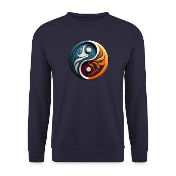 yin yang abstrait, feu et eau, dualité - Sweat-shirt Unisexe - marine - Devant - Alina (178cm) & Michal (187cm)