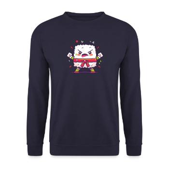 Angry sushi drawing, kawaii karate sushi - Unisex Sweatshirt - navy - Front - Alina (178cm) & Michal (187cm)