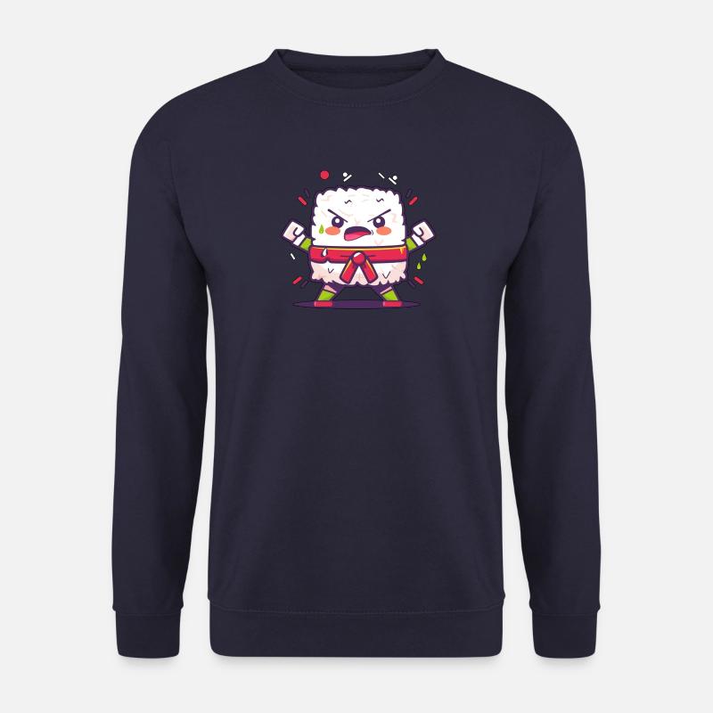 Wütende Sushi-Zeichnung, Kawaii-Karate-Sushi - Unisex Pullover - Navy