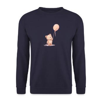 Nounours et ballon - petit ours en peluche - Sweat-shirt Unisexe - marine - Devant - Alina (178cm) & Michal (187cm)