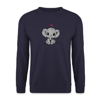 Süßer Elefant und Herz, Geschenk für Baby - Unisex Pullover - Navy - Vorne - Alina (178cm) & Michal (187cm)