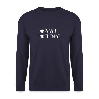 hashtag réveil flemme, flemmards, matin - Sweat-shirt Unisexe - marine - Devant - Alina (178cm) & Michal (187cm)