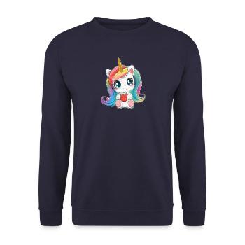 licorne et cœur - bébé licorne, idée cadeau enfant - Sweat-shirt Unisexe - marine - Devant - Alina (178cm) & Michal (187cm)