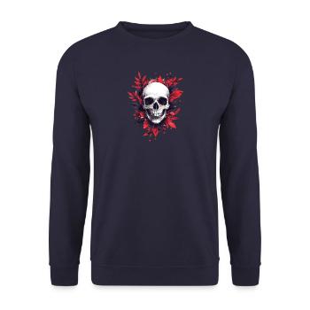 Decorative Skull, Skull, Flowers, Party - Unisex Sweatshirt - navy - Front - Alina (178cm) & Michal (187cm)