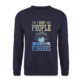 Bowling funny saying - Unisex Sweatshirt - navy - Front - Alina (178cm) & Michal (187cm)