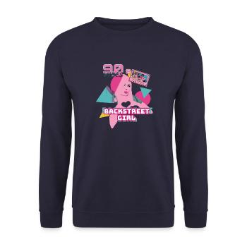 backstreet girl, backstreet, rétro, 90's.90s - Sweat-shirt Unisexe - marine - Devant - Alina (178cm) & Michal (187cm)
