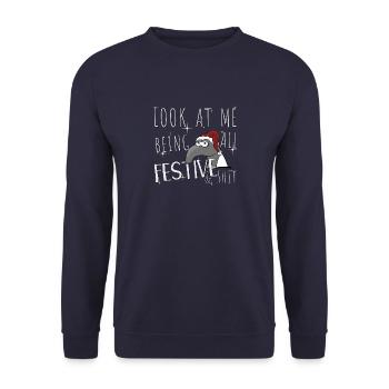 Look At Me Being All Festive Christmas Tapir - Unisex Sweatshirt - navy - Front - Alina (178cm) & Michal (187cm)