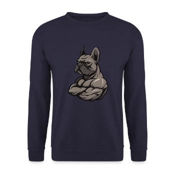 Bouledogue Français Chien Muscles Musculation - Sweat-shirt Unisexe - marine - Devant - Alina (178cm) & Michal (187cm)
