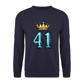 41 Zahl Krone - Unisex Pullover - Navy - Vorne - Alina (178cm) & Michal (187cm)