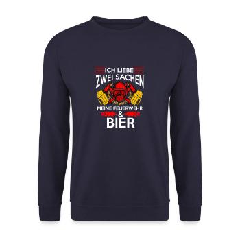 Feuerwehr und Bier - Unisex Pullover - Navy - Vorne - Alina (178cm) & Michal (187cm)