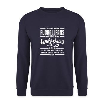 Fußball Wolfsburg - Unisex Pullover - Navy - Vorne - Alina (178cm) & Michal (187cm)