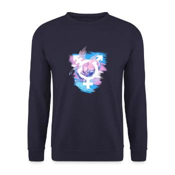 Transgender-Stolz-Drache - Unisex Pullover - Navy - Vorne - Alina (178cm) & Michal (187cm)