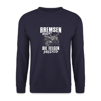 Motorcycle Superbike Biker Gift · Brakes - Unisex Sweatshirt - navy - Front - Alina (178cm) & Michal (187cm)