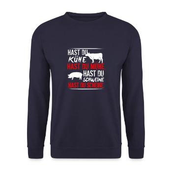Meerschweinchen Nagetier Geschenk · Kühe - Unisex Pullover - Navy - Vorne - Alina (178cm) & Michal (187cm)