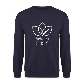 Fight like girls cooler Spruch für starke Frauen - Unisex Pullover - Navy - Vorne - Alina (178cm) & Michal (187cm)