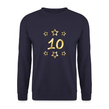 10 Jahre - Jubiläum - Unisex Pullover - Navy - Vorne - Alina (178cm) & Michal (187cm)
