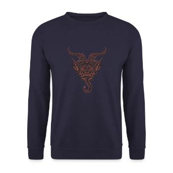 Satanischer Krampus - Horror Krampus Weihnachten - Unisex Pullover - Navy - Vorne - Alina (178cm) & Michal (187cm)