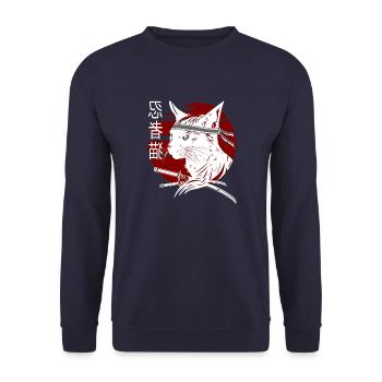 Ninja Cat Anime - Manga Japonais - Sweat-shirt Unisexe - marine - Devant - Alina (178cm) & Michal (187cm)