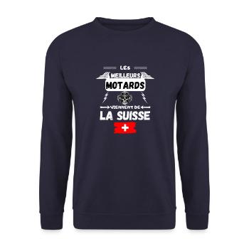 LES MEILLEURS MOTARD SONT EN SUISSE - Sweat-shirt Unisexe - marine - Devant - Alina (178cm) & Michal (187cm)