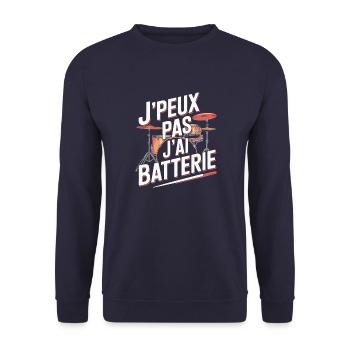 J'peux pas j'ai batterie - Sweat-shirt Unisexe - marine - Devant - Alina (178cm) & Michal (187cm)