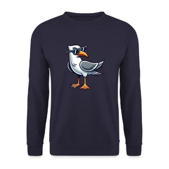 Cool Seagull Coast North Sea Baltic Sea Sunglasses - Unisex Sweatshirt - navy - Front - Alina (178cm) & Michal (187cm)
