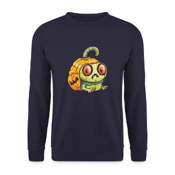 Schnecke Halloween Zombie - Unisex Pullover - Navy - Vorne - Alina (178cm) & Michal (187cm)