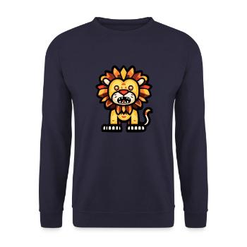 Löwe Halloween Tier - Unisex Pullover - Navy - Vorne - Alina (178cm) & Michal (187cm)