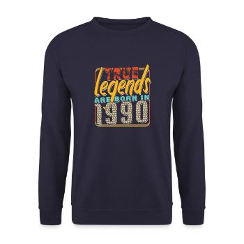True legends are born in 1990 Vintage Birthday - Unisex Sweatshirt - navy - Front - Alina (178cm) & Michal (187cm)
