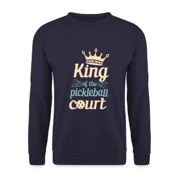 King Of The Pickleball Court Pickleball Player - Unisex Pullover - Navy - Vorne - Alina (178cm) & Michal (187cm)