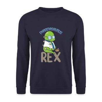 Pharmasaurus Rex Funny Pharmacist Dinosaur - Unisex Sweatshirt - navy - Front - Alina (178cm) & Michal (187cm)